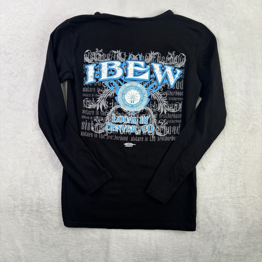 IBEW Union Workers Local 111 Denver Black Long Sleeve Graphic Shirt Women's S